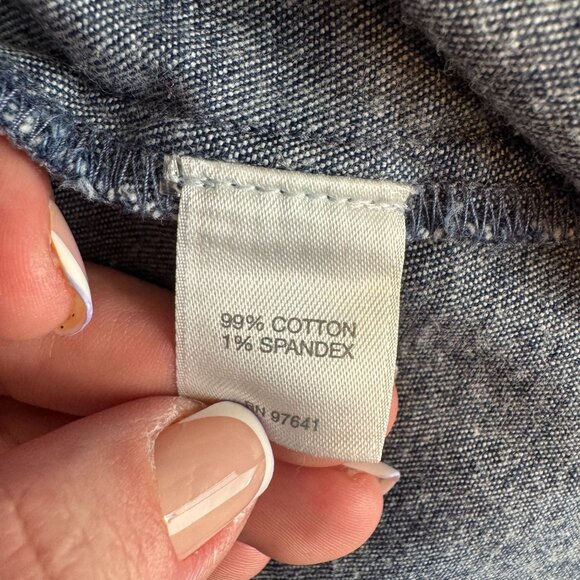 J Jill Denim Shirt Dress M Full Button Womens Collared Chest Pockets Roll Tab - Picture 3 of 6